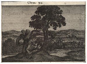 Jacob kæmper med englen. Stat 1 af Wenceslaus Hollar